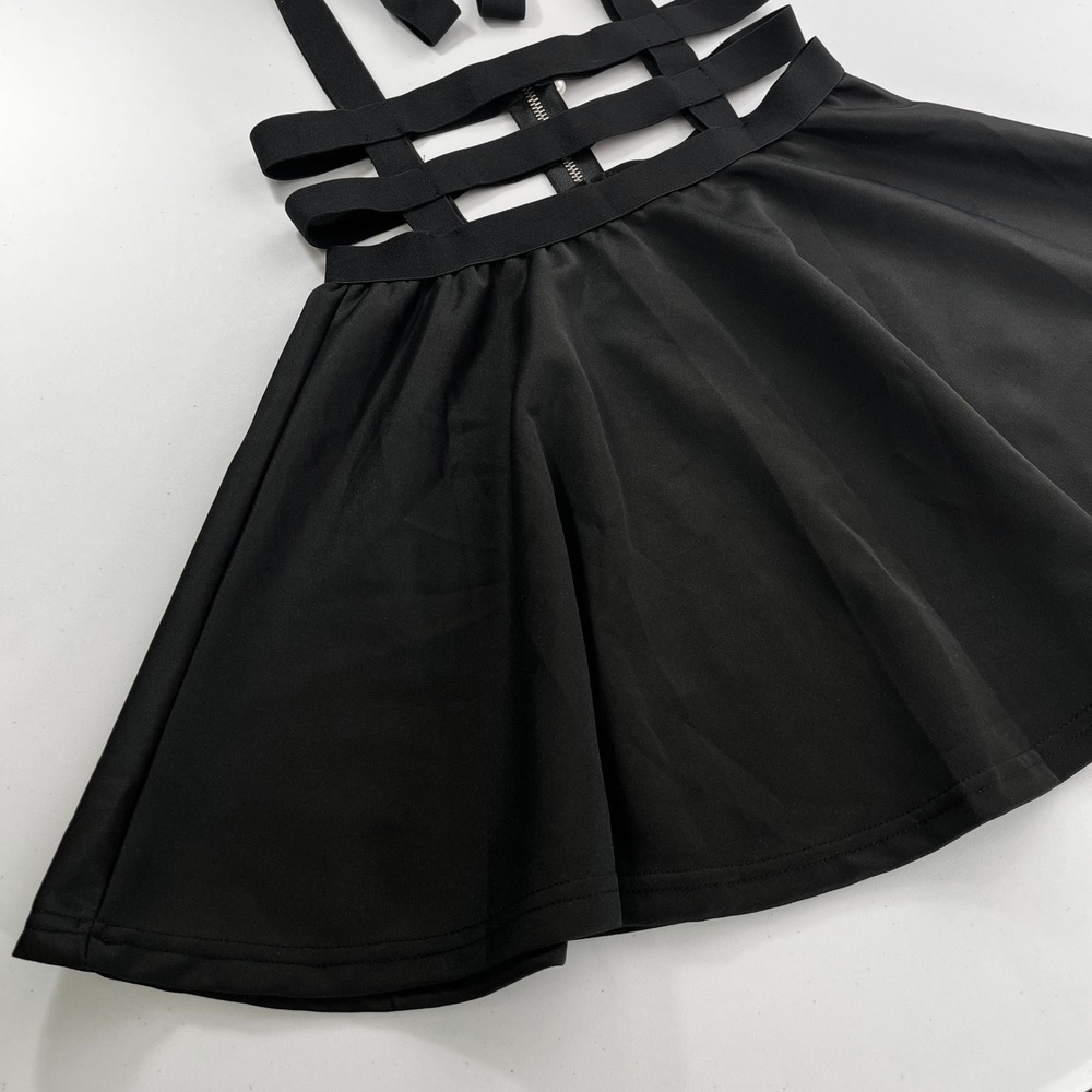 Black Flare Jumper‎ Skirt Elastic, Black Mini Skirt Dress, Event Party Dress 613